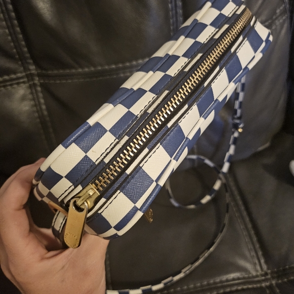 Marc Jacobs Sally Blue White Checker Square Gold Crossbody - Picture 5 of 11